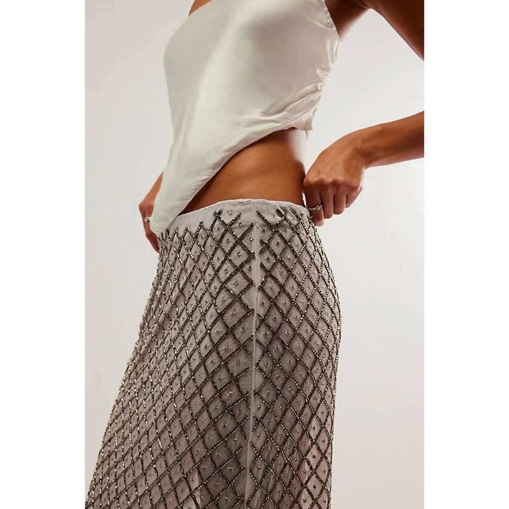 NWOT Free People Siren Half Slip Beaded Midi Skirt